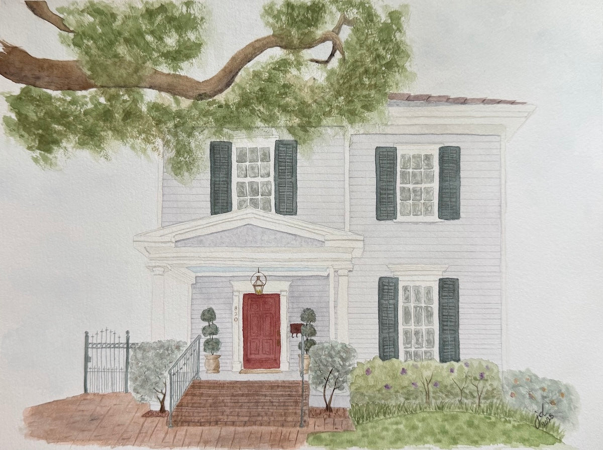 820 Pine Street New Orleans Watercolor by Jenelle Duplantier